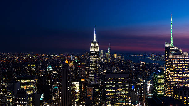 New York City Financial District Skyline at Night
